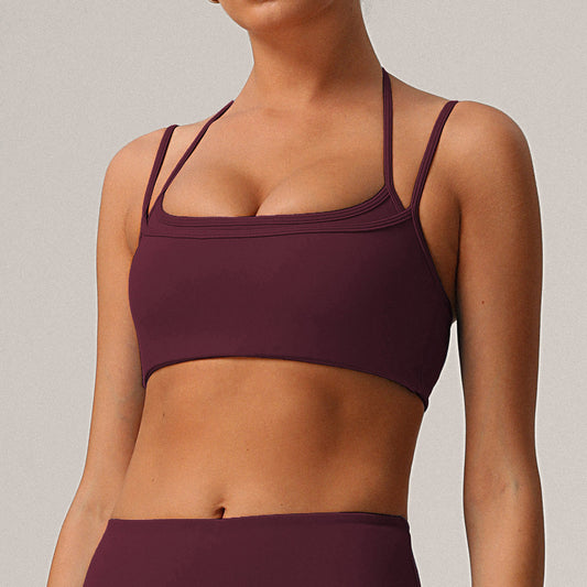Push up Beauty Back Nude Feel Yoga Bra Women Quick Drying Sports High Elastic Thin Strap Halter Fitness Running Underwear