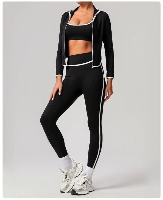 High Top Sports Suit Women Contrast Color Beauty Back Tight Nude Feel Yoga Suit Suit Running Fitness Yoga Wear