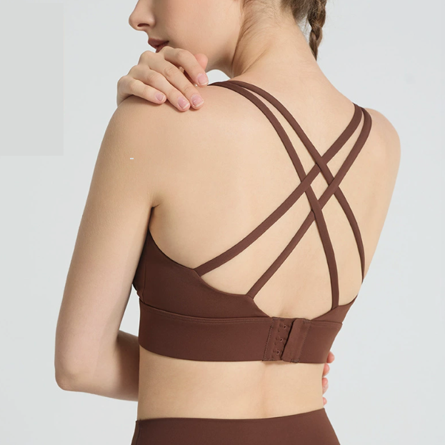 Sexy Cross Backless Traceless Breasted Sports Bra Women Fitness Shockproof Push up Yoga Sports Underwear Women