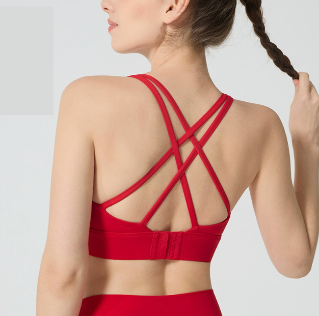 Sexy Cross Backless Traceless Breasted Sports Bra Women Fitness Shockproof Push up Yoga Sports Underwear Women