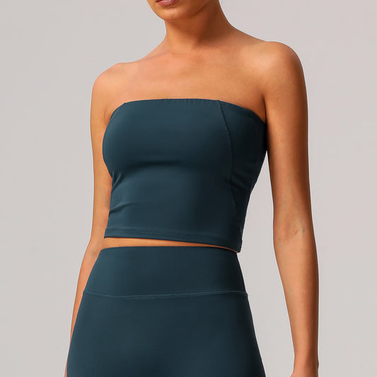 Nude Feel Yoga Chest Wrapped Vest High Elasticity Skinny Exercise Top Women Outer Wear Casual Quick Drying Fitness Vest