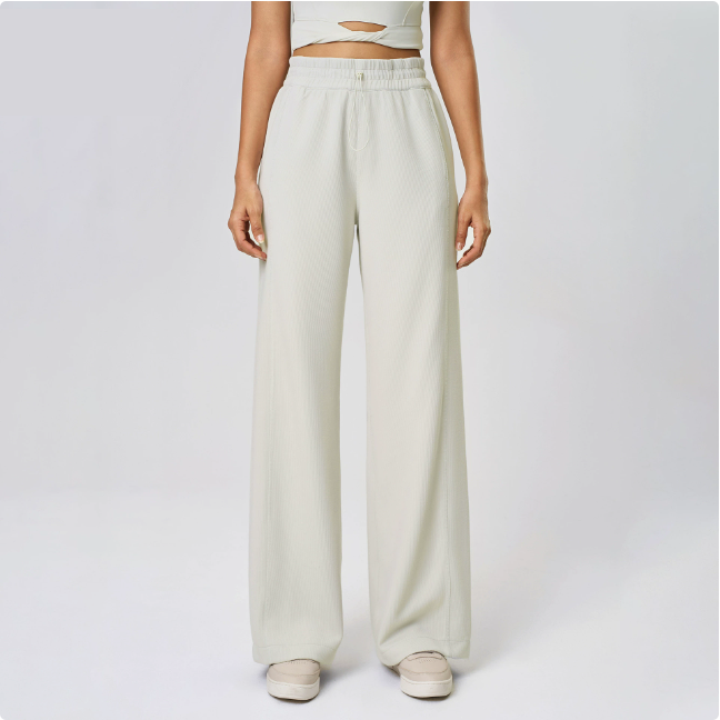 Yoga High Waist Straight Waist of Trousers Head Drawstring Casual Trousers Slim Fit Loose Wide Leg Running Workout Pants