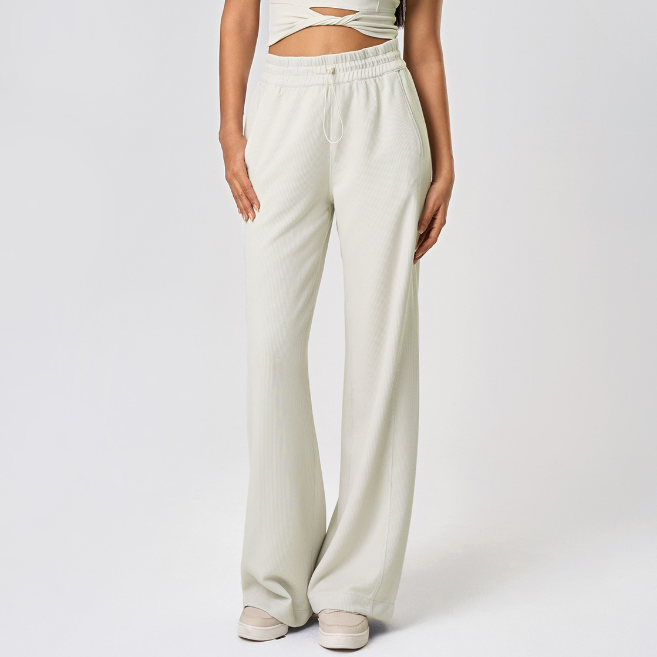 Yoga High Waist Straight Waist of Trousers Head Drawstring Casual Trousers Slim Fit Loose Wide Leg Running Workout Pants