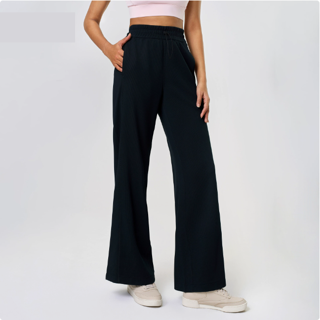 Yoga High Waist Straight Waist of Trousers Head Drawstring Casual Trousers Slim Fit Loose Wide Leg Running Workout Pants