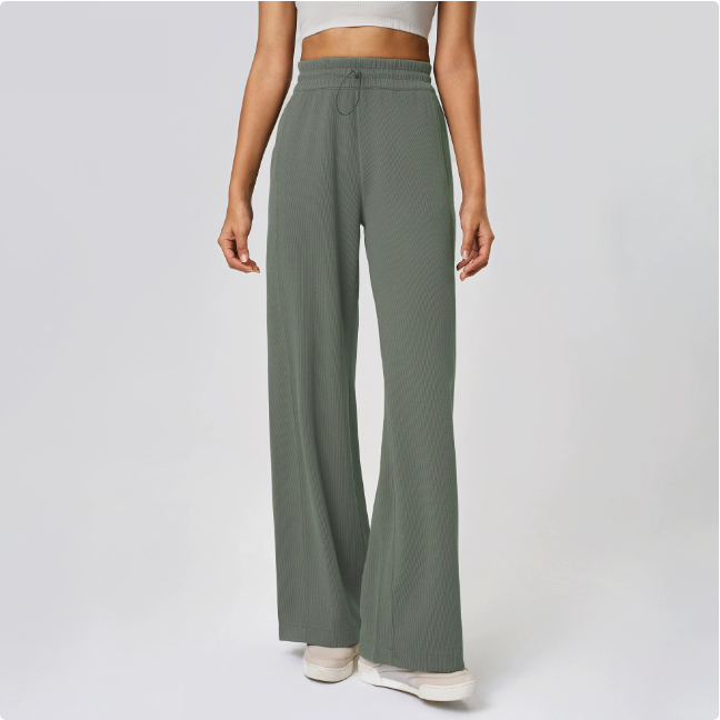 Yoga High Waist Straight Waist of Trousers Head Drawstring Casual Trousers Slim Fit Loose Wide Leg Running Workout Pants