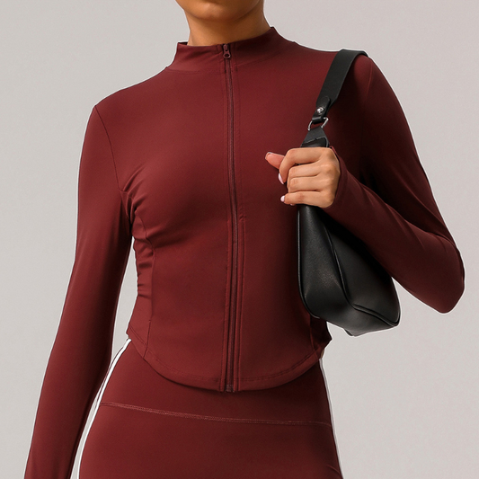 Small Stand Collar Yoga Clothes Women Slim Jacket Windproof Zipper Top Pocket Sports Running Tight Jacket