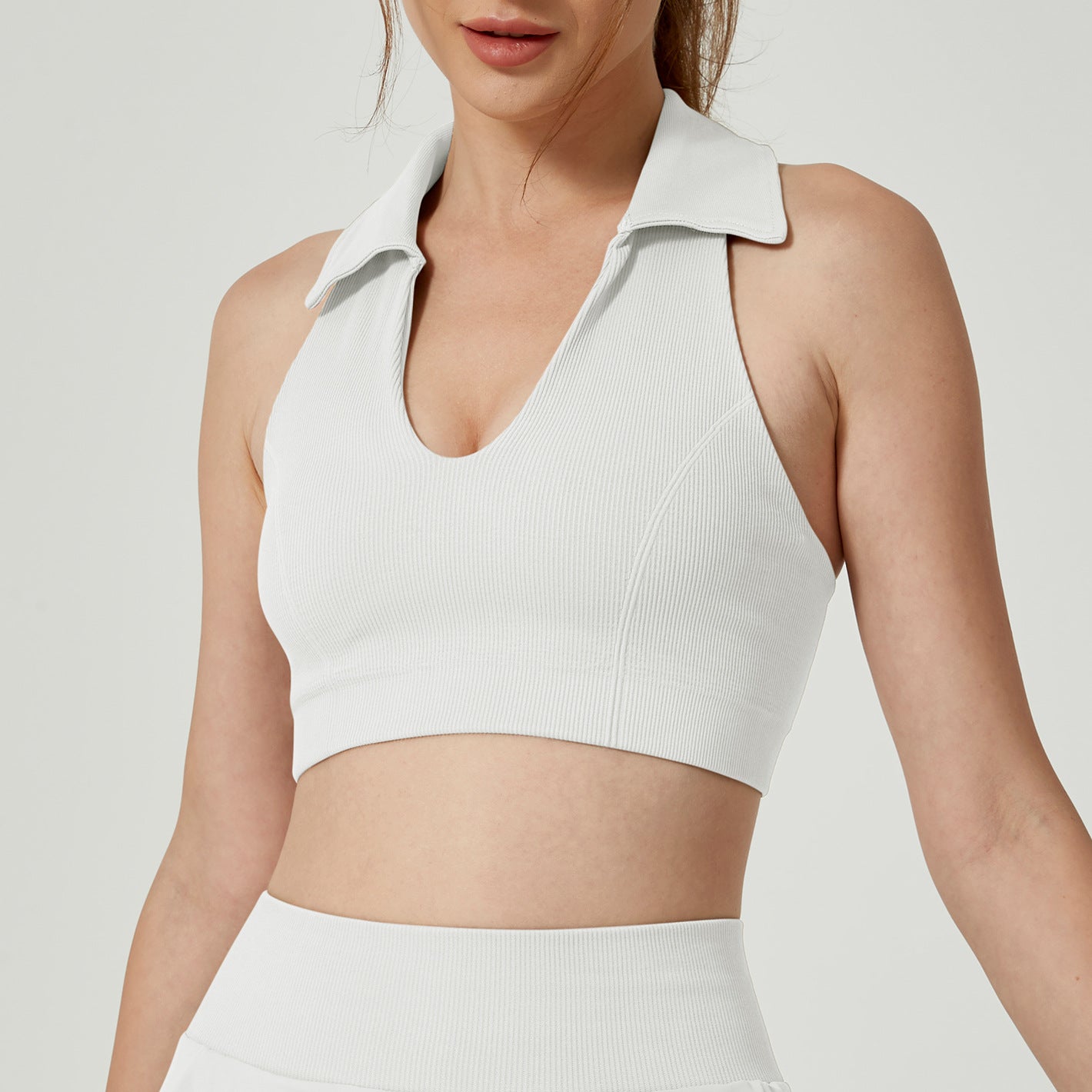 Collared Vest Ice UV Protection High Waist Yoga Skirts Tennis Exercise Workout Quick Drying Sun Protection Skirt Sets