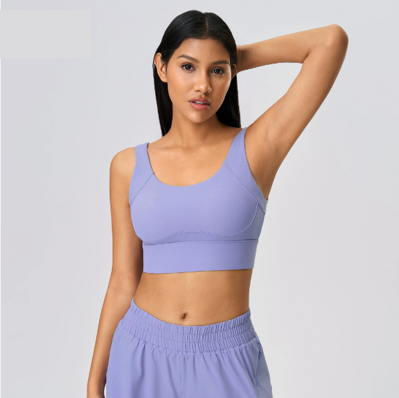 Push up Breast Holding Semi Fixed Yoga Bra Anti-Shock Anti SAG Four Row Buckle Sports Underwear Women