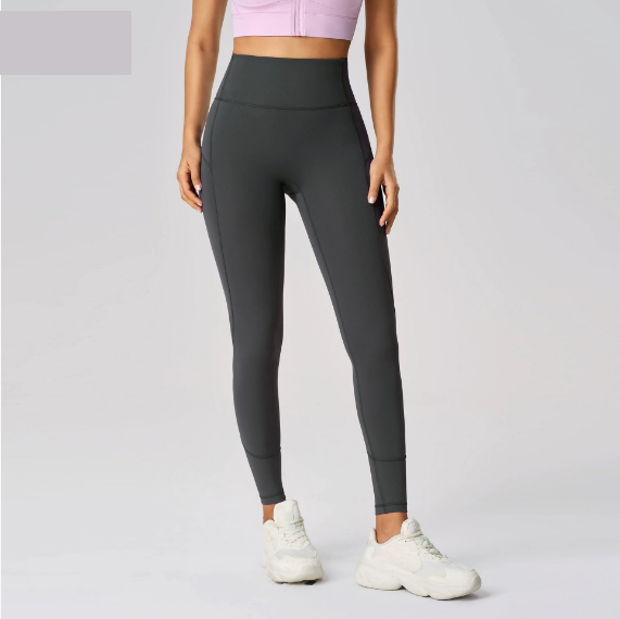No Embarrassment Line Yoga Pants Women High Waist Hip Lift Fitness Pants Back Waist Pocket Nude Feel Sports Ninth Pants