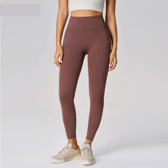 No Embarrassment Line Yoga Pants Women High Waist Hip Lift Fitness Pants Back Waist Pocket Nude Feel Sports Ninth Pants