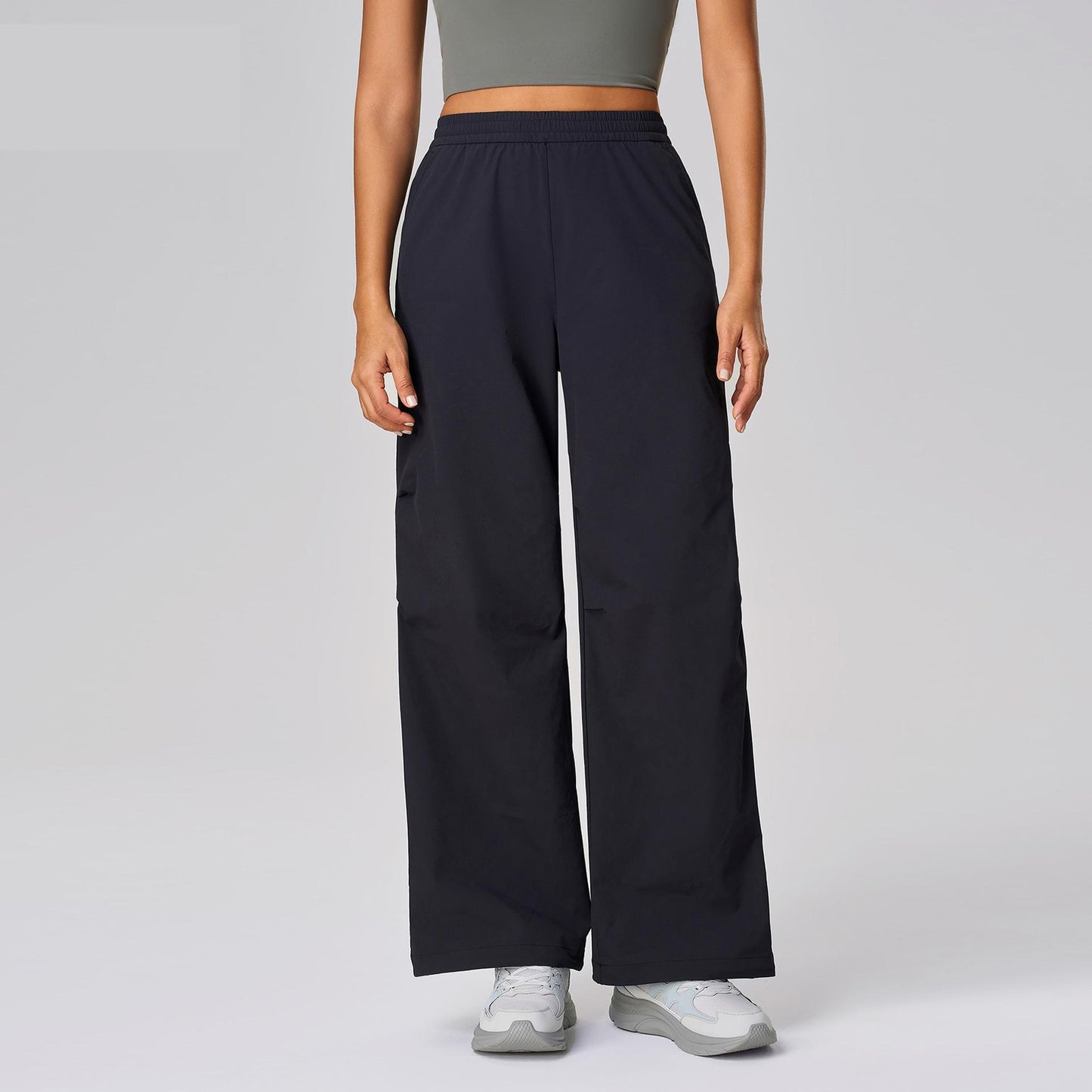 Spring Summer Ankle Tied Wide Leg Casual Pants Cuffless Pants Quick Drying Breathable Fitness Yoga Pants Sports Trousers for Women