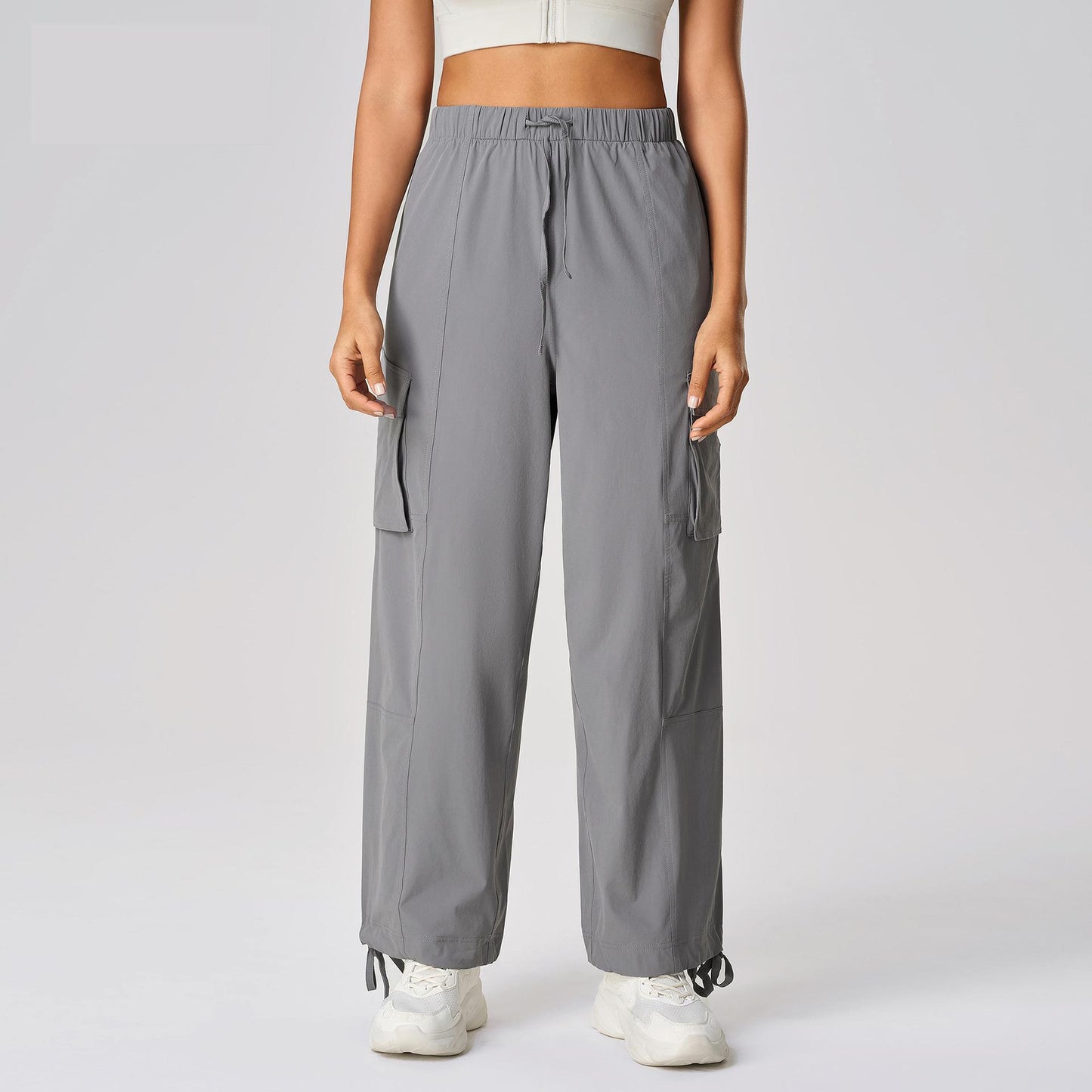 Loose Casual Sports Trousers Women Ankle Tied Wide Leg Two Way Overalls Quick Drying Breathable Yoga Pants