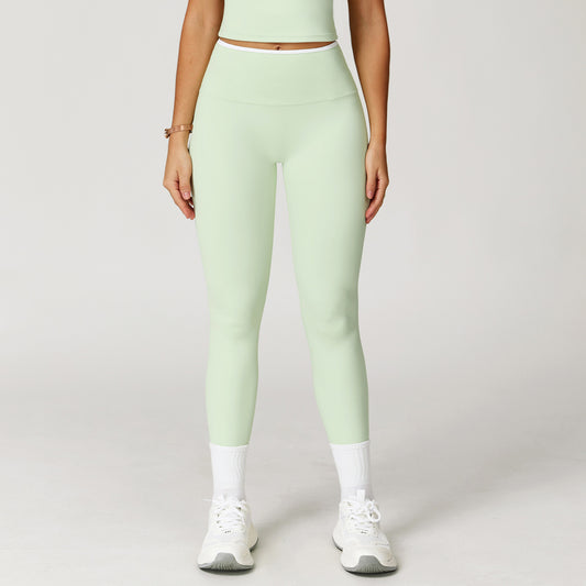 Sollinarry Nude Feel Yoga Pants High Waist Contrast Color Quick Drying Trousers Sports Running Fitness Sports Tights