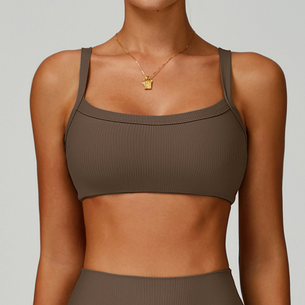 Sollinarry Double Shoulder Strap Thread Yoga Bra Hollow Out Cutout Back Tight Sports Underwear Outer Wear Running Fitness Clothes