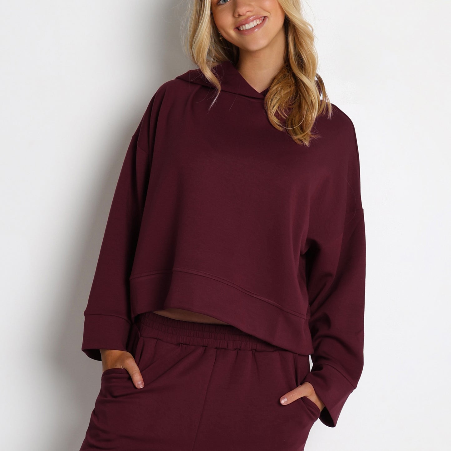 Retro Hooded Pullover Sweatshirt Sweatpants Sports Fitness Yoga Wear Casual Two Piece Set