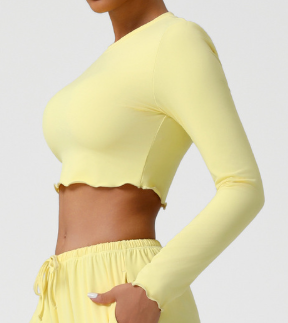 Yoga Clothing Top Skin Friendly Nude Feel Breathable Workout Clothes Short T shirt Slim Slimming Sports Long Sleeve