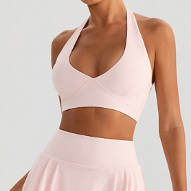 Spring Summer Sports Halter Yoga Bra Tops Outerwear Outdoor Running Shockproof Push up with Chest Pad Workout Underwear
