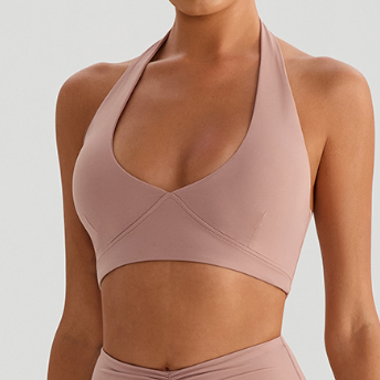 Spring Summer Sports Halter Yoga Bra Tops Outerwear Outdoor Running Shockproof Push up with Chest Pad Workout Underwear