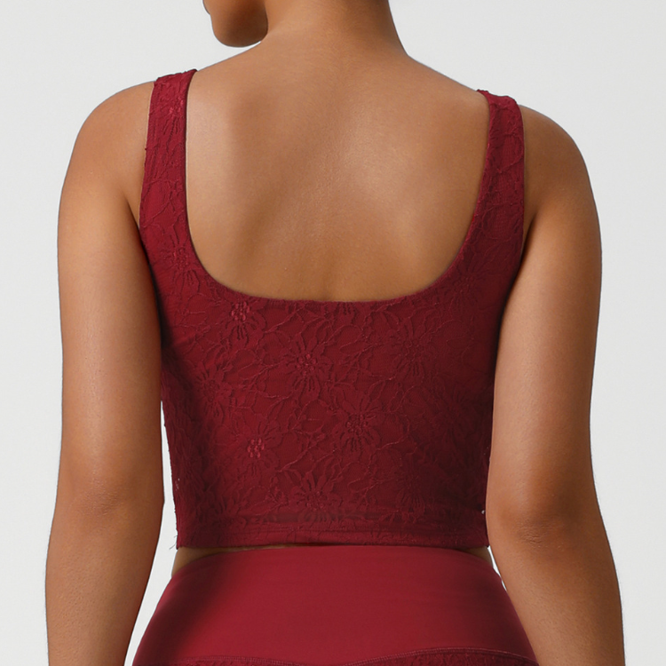 Nude Feel Sexy Lace Sleeveless Sports Top Dance Training Exercise Strap Vest Women