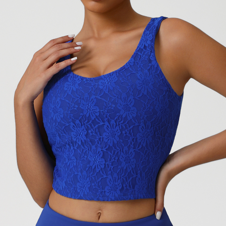 Nude Feel Sexy Lace Sleeveless Sports Top Dance Training Exercise Strap Vest Women
