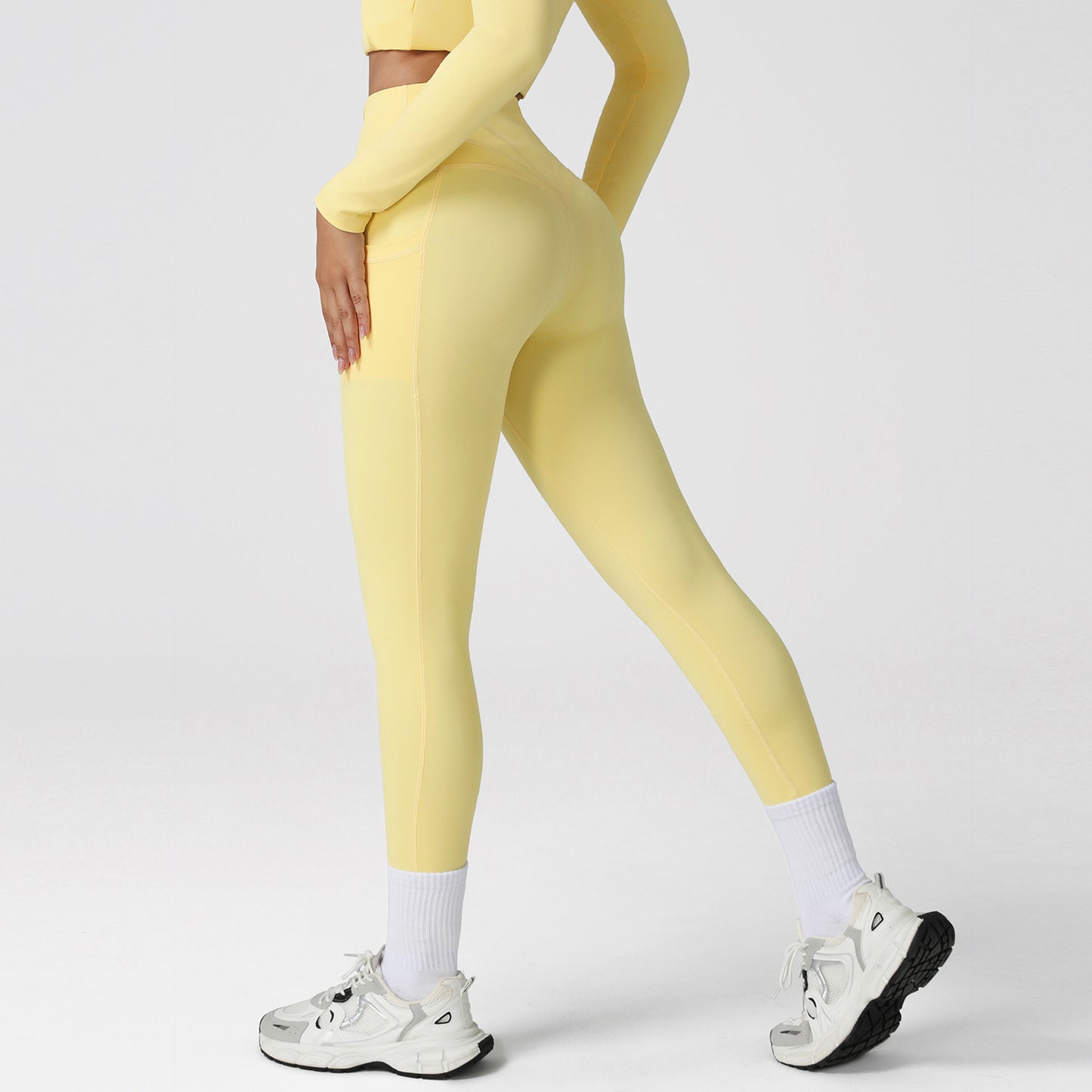 Nude Feel Yoga Leggings High Waist Quick Drying Leggings Workout Clothes Outdoor Running Sports Pocket Yoga Pants