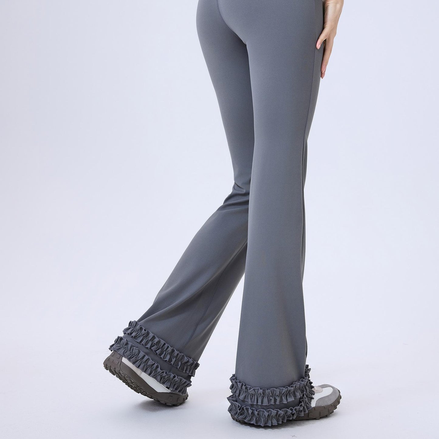 High Waist Lace Slim Flare Pants Trousers Slim Fit Yoga Pants Women Hip Lifting Running Workout Fitness Pants