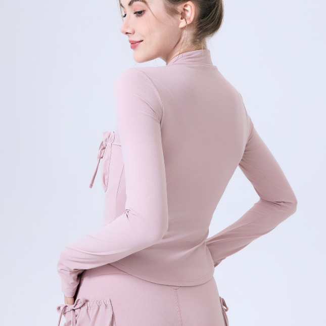 Zipper Sportswear Jacket Women Puffy Pocket Slim Fit Warm Slim Look Running Training Yoga Workout Long Sleeve