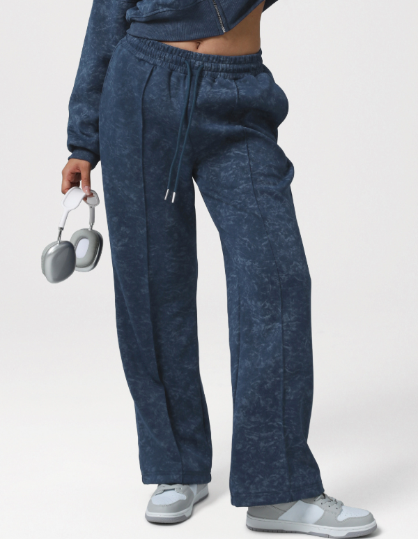 Autumn Winter Loose Straight Casual Wide Leg Pants Women Printed High Sense Draped Mop Trousers Fitness Yoga Pants