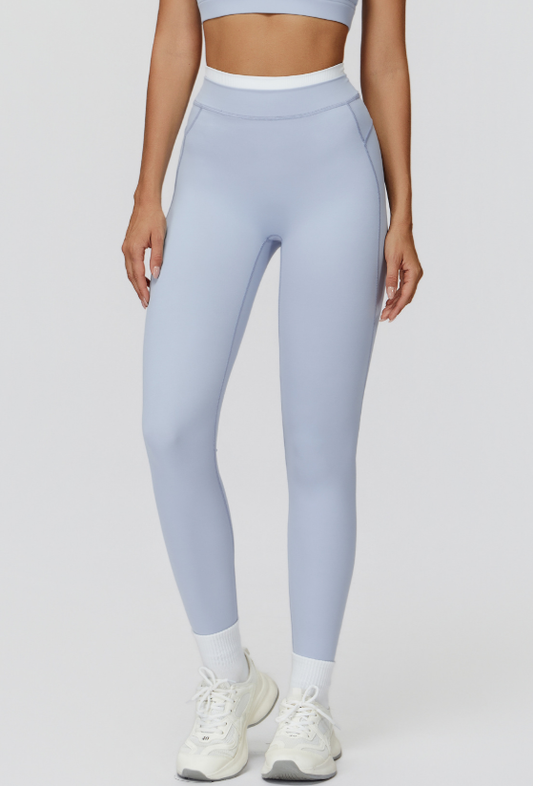 Nude Feel Yoga Trousers Thread High Waist Contrast Color Tight Trousers Women Sports Running Fitness Clothes