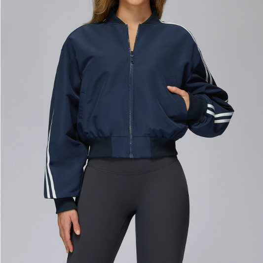 Autumn Winter Loose Cotton Coat Coat Pocket Zipper Thermal Sports Coat Outdoor Mountaineering Running Top