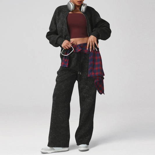 Printing Tie Dye Fitness Fall Winter Coat Sports Casual Pants Set Running Yoga Clothes Set