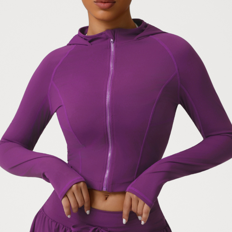 Slim Fit Running Top Stand Collar Fitness Coat Training Nude Feel Long Sleeve Yoga Wear Women