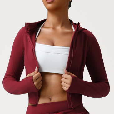 Slim Fit Running Top Stand Collar Fitness Coat Training Nude Feel Long Sleeve Yoga Wear Women