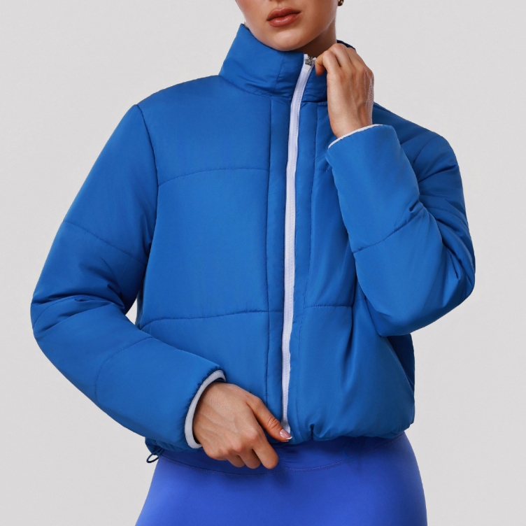 Outdoor Warm Keeping Sports Cotton Padded Clothes Women Autumn Winter Thick Windproof Zipped Cotton Padded Jacket Slim Fit Running Workout Clothes Jacket