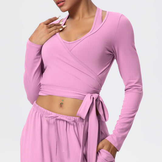 Brushed Yoga Long Sleeve Strap Personalized Yoga Clothes Outdoor High Grade Sports Fitness Clothes