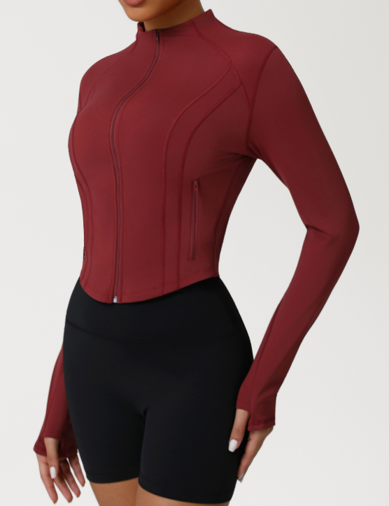 Yoga Sports Stand Collar Coat Women Pilates Training Wear Skinny Yoga Clothes Workout Top Long Sleeve Autumn Winter