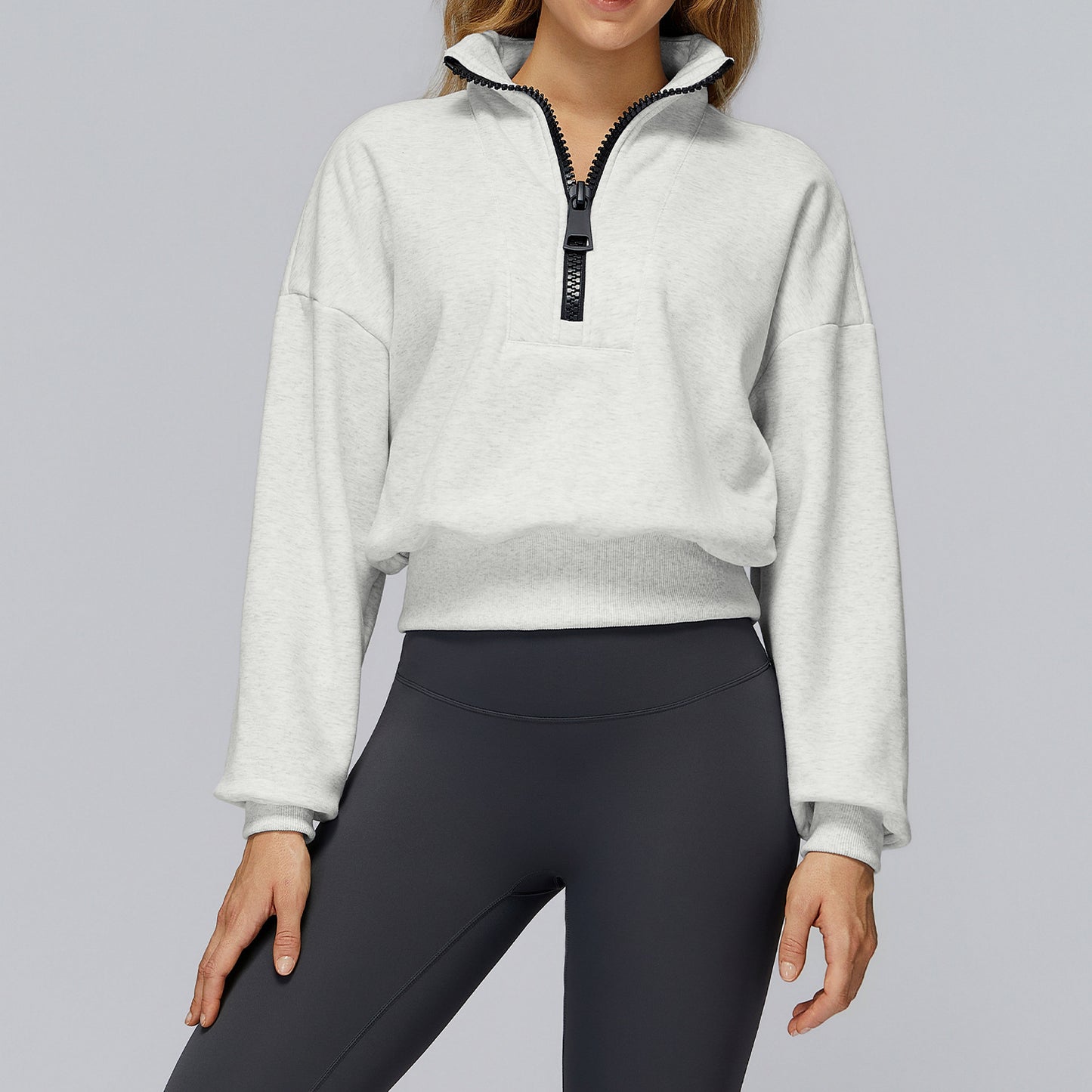 Autumn Winter Sports Sweater Stand Collar Loose Windproof Sweater Warm All Matching Outdoor Casual Sports Top