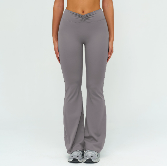 High Waist Pleated Bell Bottom Pants Brushed Wide Leg Pants Outdoor Casual Running Sports Bell Bottom Pants