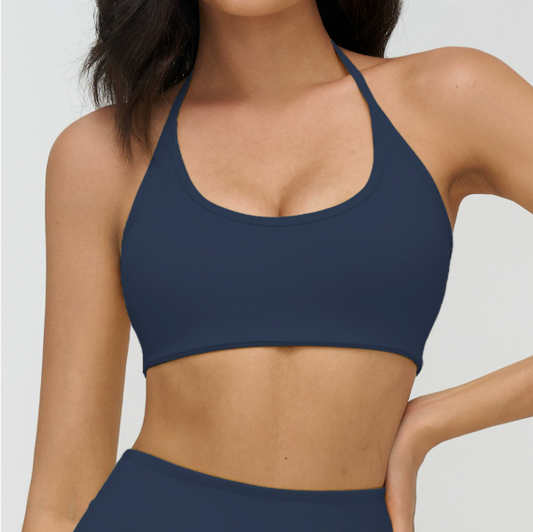 Brushed Yoga Bra Halter Hollow Out Cutout Backless Bra Fitness Running Exercise Underwear Women