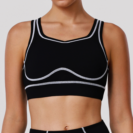 Sports Yoga Shaping Bra Contrast Color Shockproof Training Workout Underwear Hollow Out Cutout-out Beauty Back Sports Vest with Pad