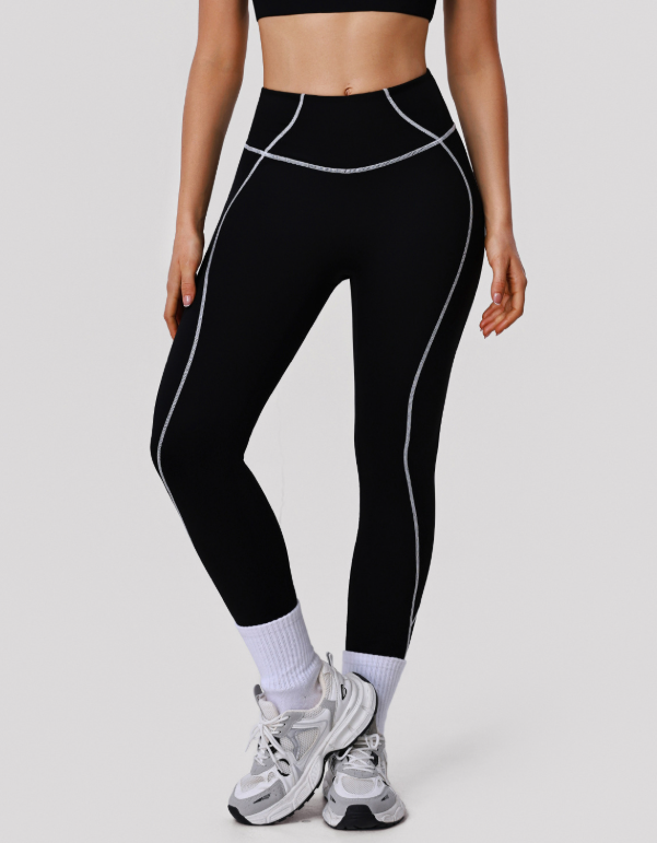 Arrival Contrast Color Yoga Ninth Pants High Waist Tight Running Workout Pants Women Hip Lifting Fitness Leggings