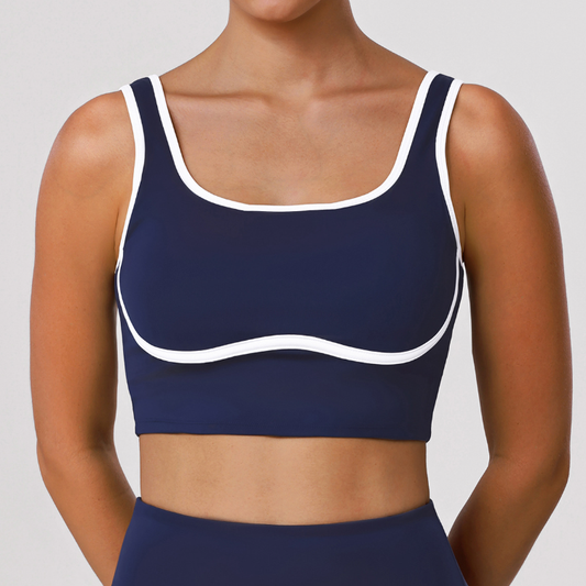Color Contrast Yoga Bra Outer Wear Running Fitness Shockproof Push up Hollow Out Cutout Breathable Beauty Back Exercise Bra