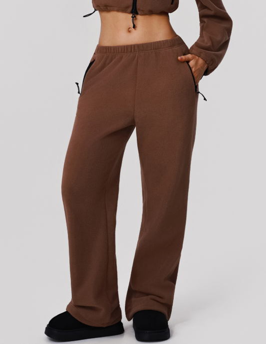 Autumn Winter High Waist Warm Sweatpants Wide Leg Slimming Straight Loose Trousers Women's Outdoor Running Casual Track Sweatpants