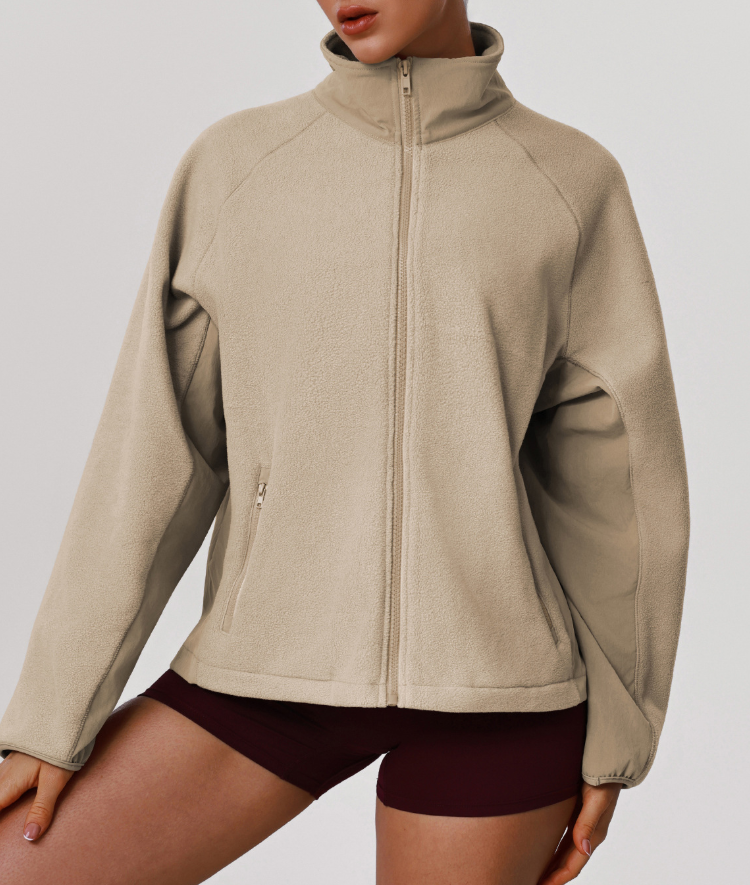 Arrival Warm Loose Polar Fleece Casual Coat Women Autumn Winter Thickening Stand Collar Cardigan Sports Sweater Coat