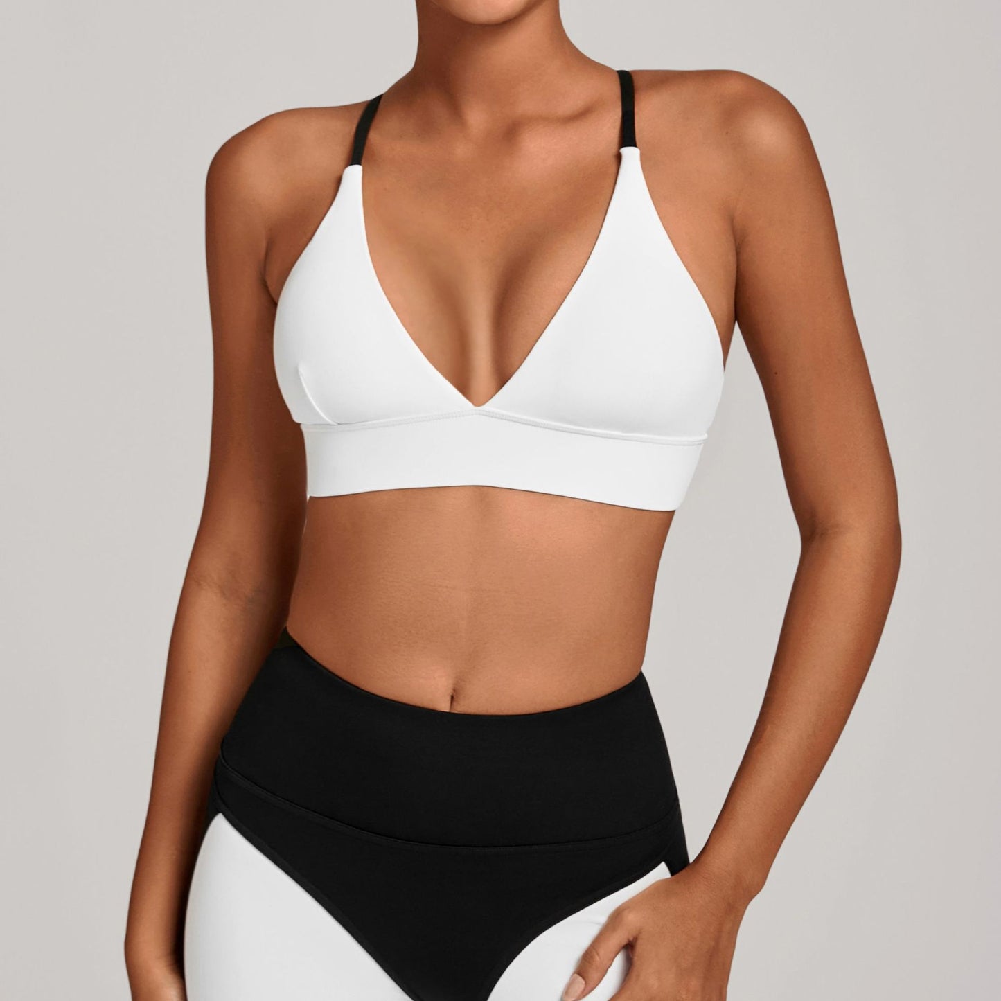 Women Autumn Sand Adjustable Shoulder Strap Sports Underwear Shockproof Color Matching Yoga Bra Outdoor Workout Clothes