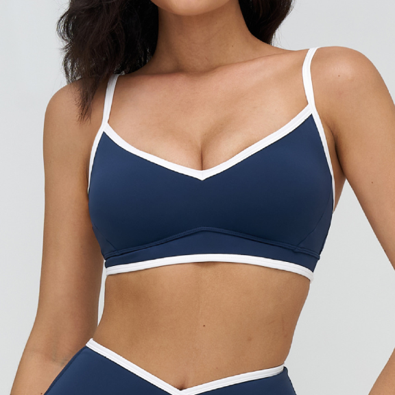 Nude Feel Sports Underwear Double Shoulder Strap Contrast Color Yoga Bra Running Fitness Sports Bra Women