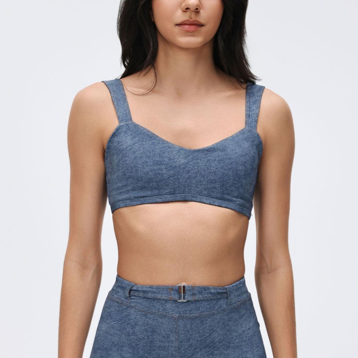 Sling Denim Tube Top Push up Breast Holding Sports Underwear Shock Absorption Anti Sagging Workout Yoga Bra