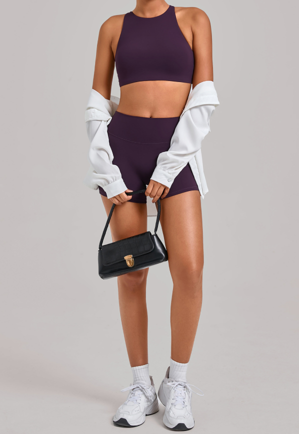 Cross Back Yoga Tight Quick-Drying Workout Clothes Detachable Chest Pad Sports Shorts Two Piece Sets Women