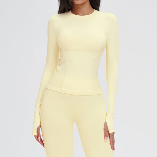Women Seamless Yoga Long Sleeve round Neck Tight Comfortable Exercise Yoga Clothes Outdoor Running Workout T shirt