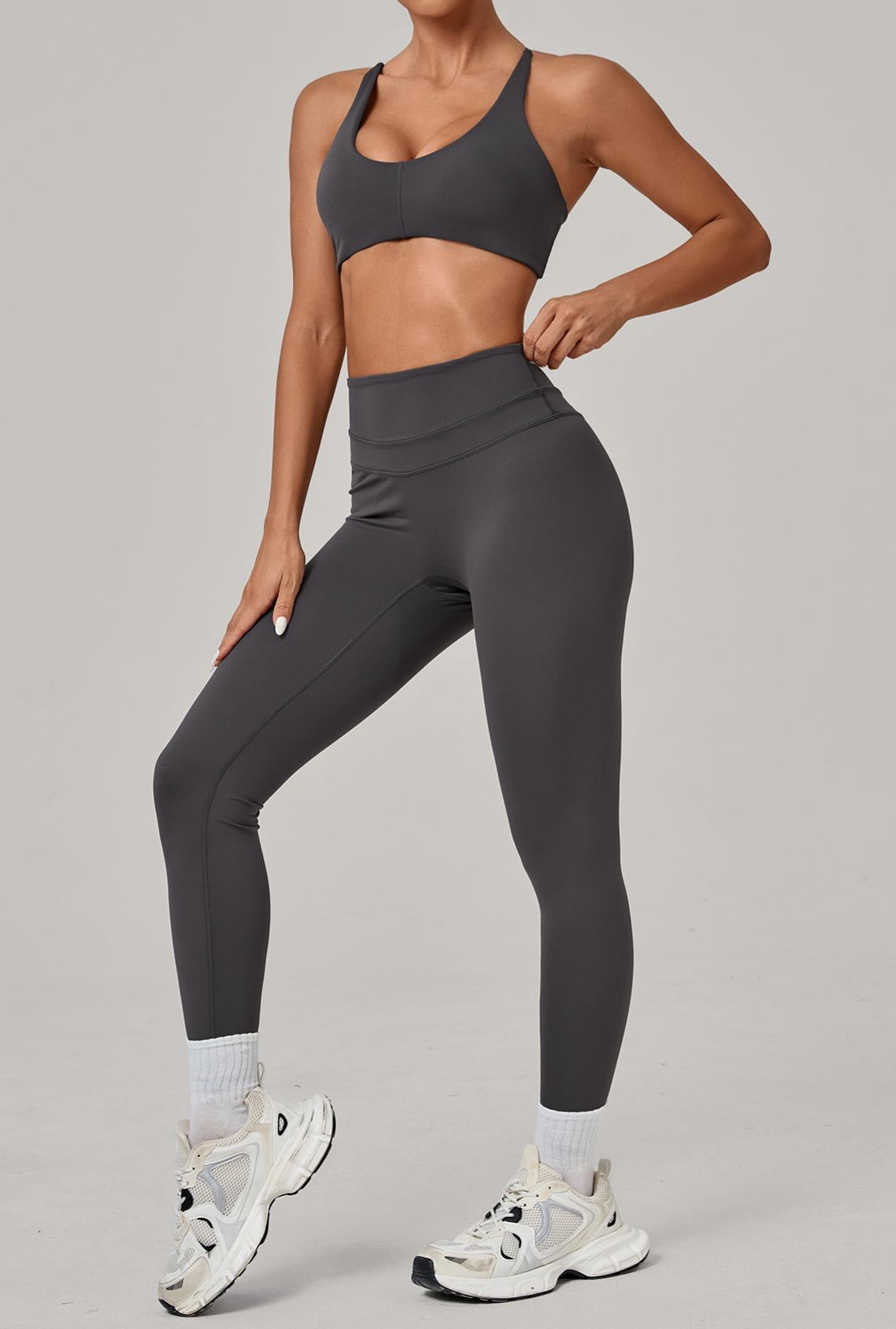 Autumn Sand Tight Back Yoga Stretch High Waist Workout Clothes Running Workout Exercise Outfit